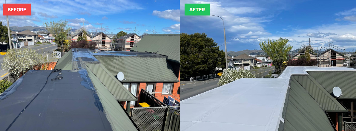 Before and after butynol roof repair 1 - Auckland