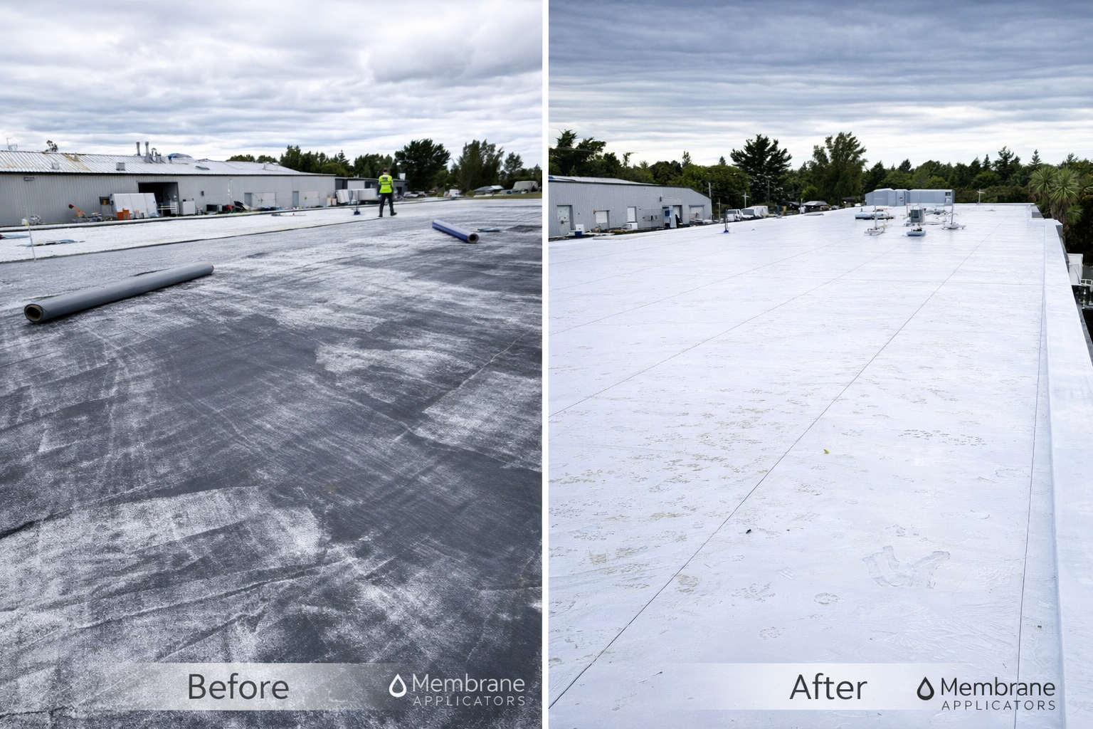 Before and after butynol roof repair 2 - Auckland